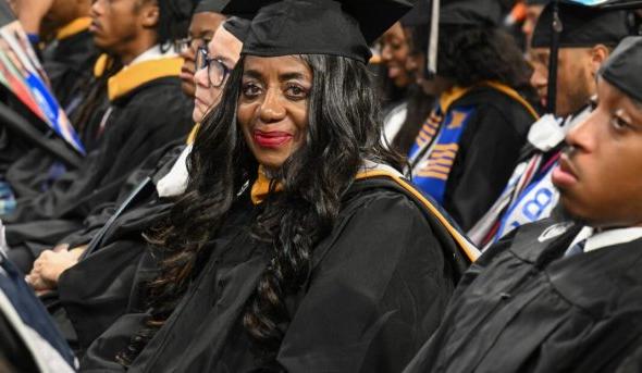 A student at a graduation ceremony